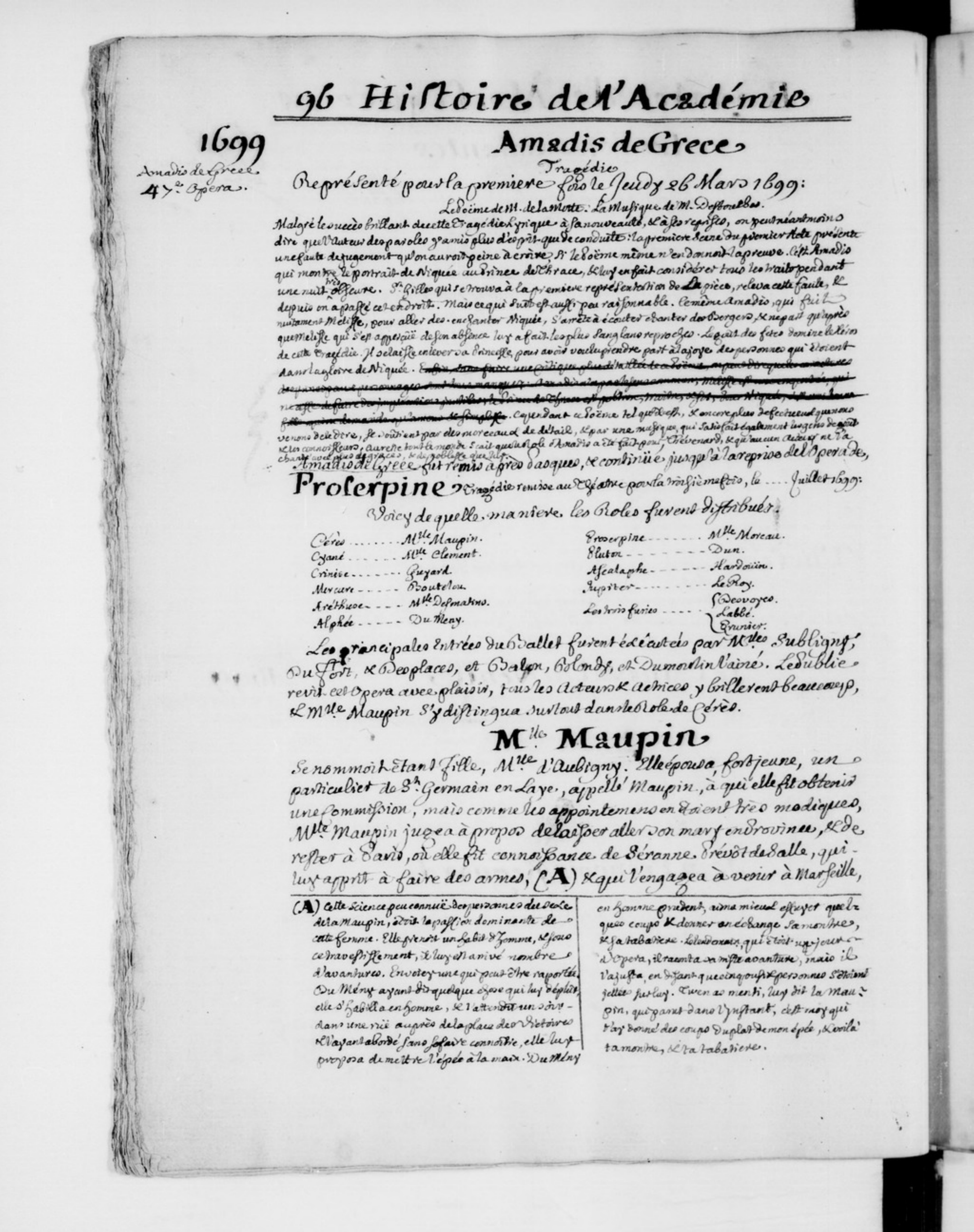 « Histoire de l’Académie royale de musique » (1645-1741), par les frères PARFAICT.